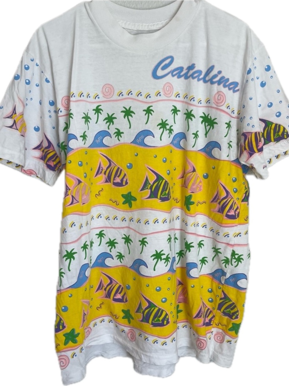 Vintage Catalina Tropical Colorful Beach T Shirt One Size 103